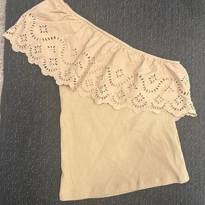 Old Navy beige one shoulder top NWT
